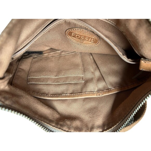 Vintage Fossil Canvas & Leather Patchwork Crossbody Handbag   BTS Hippie Boho - Picture 7 of 13